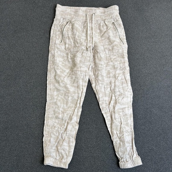 Athleta Pants - Athleta Pants Womens 4 Beige Cabo Tide Linen Jogger Camo Elastic Waist Pockets